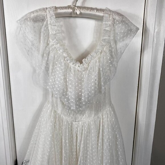 LoveShackFancy Faraway Fancy Noni White Swiss Dot Sheer Maxi Dress Size 4 NWT - Picture 9 of 13